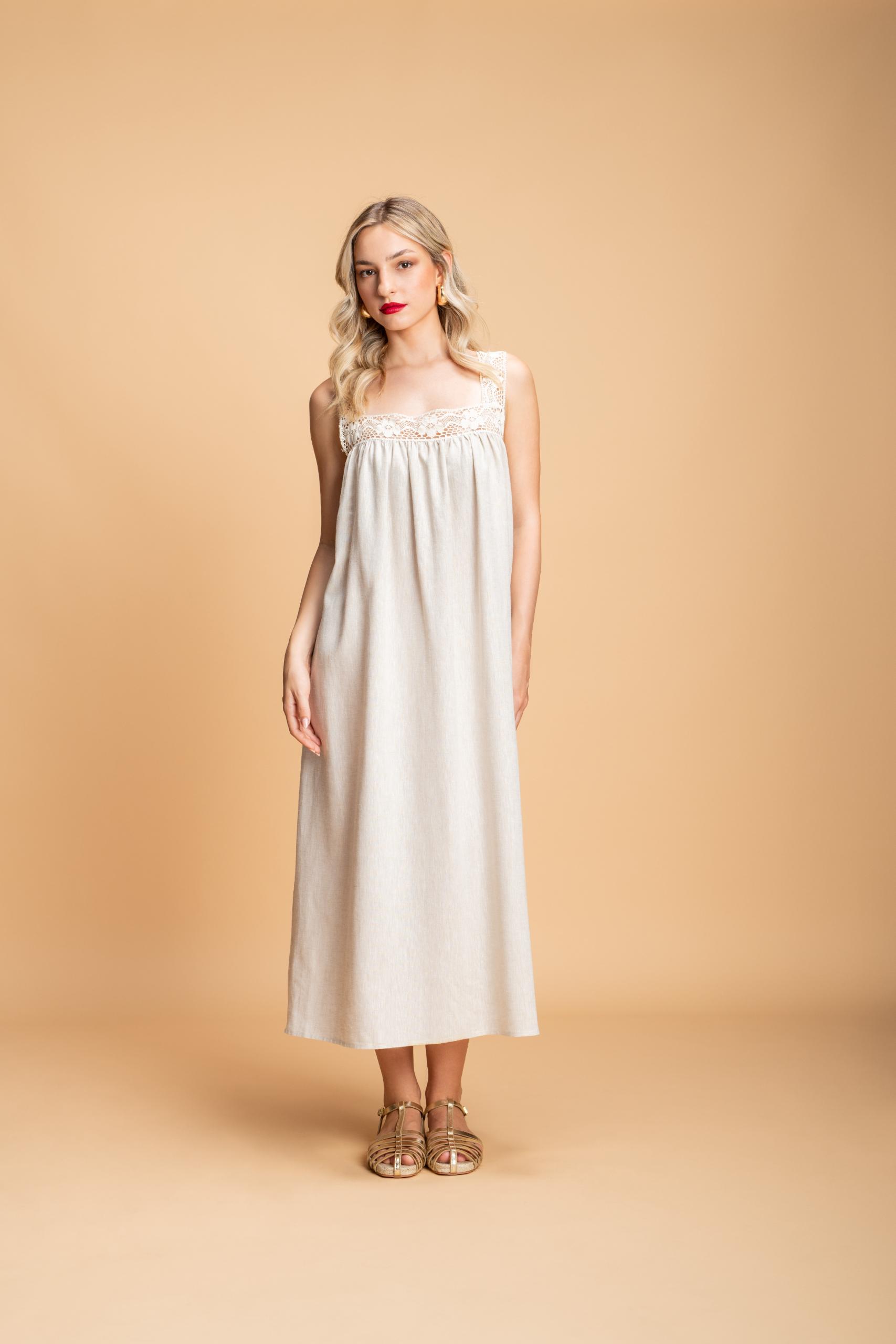 LGAMALIA-OATMEAL-1 Amalia Oatmeal Maxi Lounge Dress - Image 1